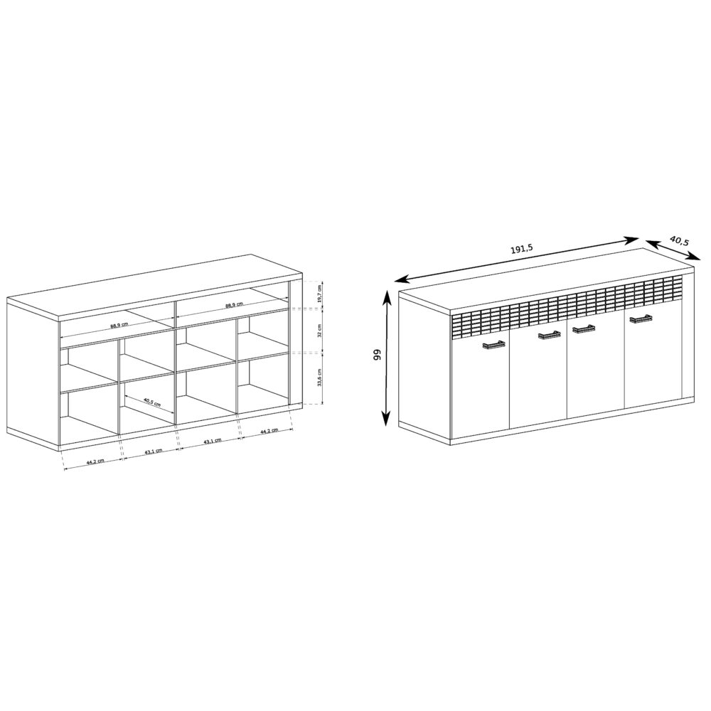 Commode BALESTRAND - Eiche - Schubladen - Dekorativer Frontal - 192 x 99 x 41 cm – Bild 2