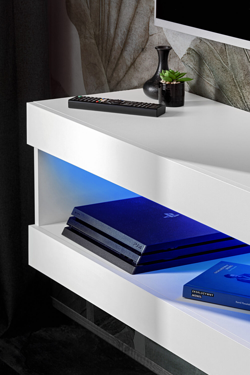 TV-Schrank, Tivoli RTV2, Wotan/Weiß, Breite 100 cm x Höhe 36 cm x Tiefe 35 cm, LED RGB, für das Wohnzimmer, Schlafzimmer – Bild 5