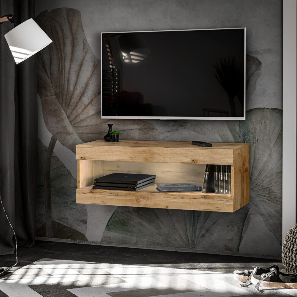 TV-Schrank, Tivoli RTV2, Wotan/Wotan, Breite 100 cm x Höhe 36 cm x Tiefe 35 cm, ohne LED, für das Wohnzimmer, Schlafzimmer