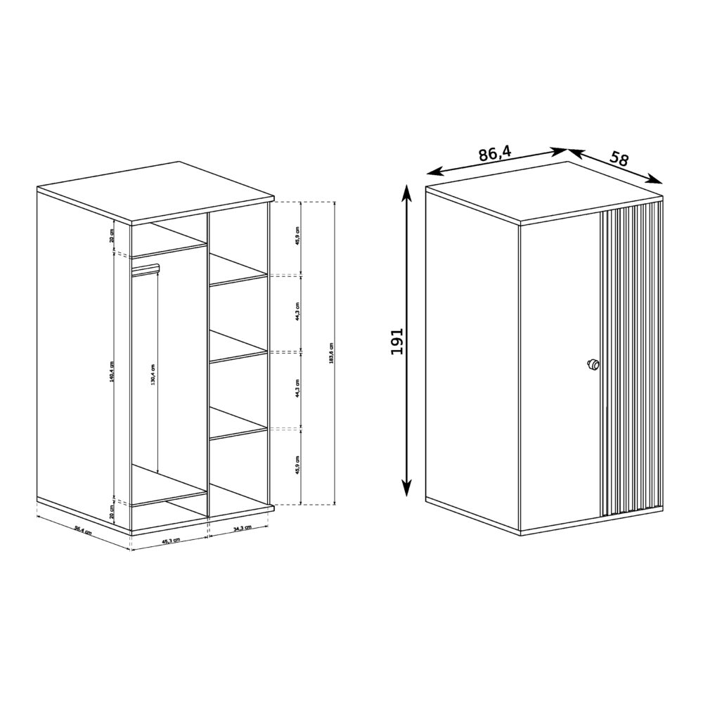 Schrank NAKUSP - Eiche - Lamellen - 87 x 191 x 58 cm – Bild 2