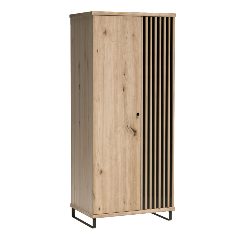 Schrank NAKUSP - Eiche - Lamellen - Metallbeine - 87 x 191 x 58 cm