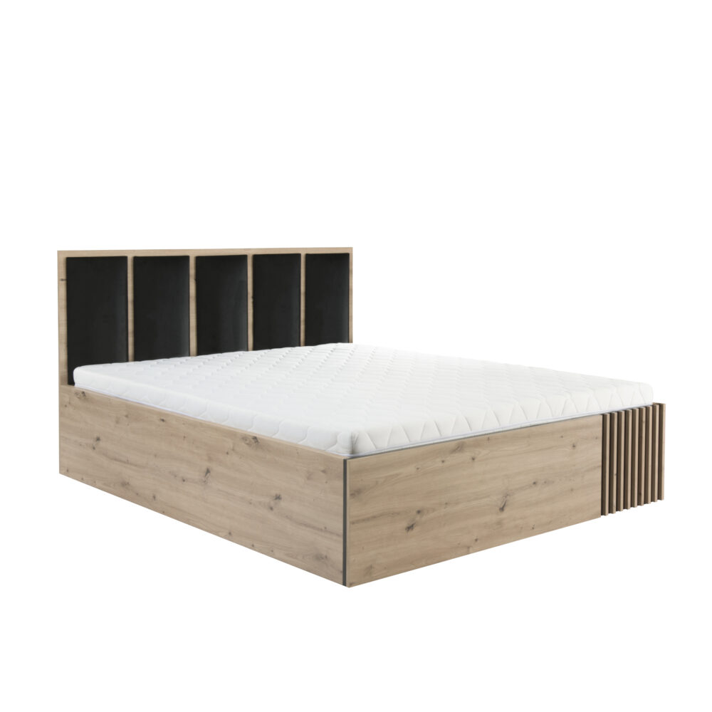 Bett NAKUSP - Eiche - Bettkasten - Kopfteil - Lattenrost - 148 x 100 x 207 cm