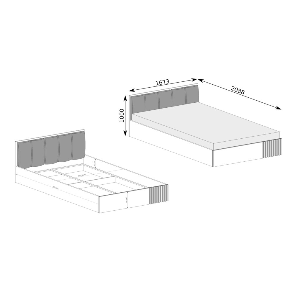Bett NAKUSP - Eiche - Bettkasten - Kopfteil - Latten - 168 x 100 x 207 cm – Bild 2