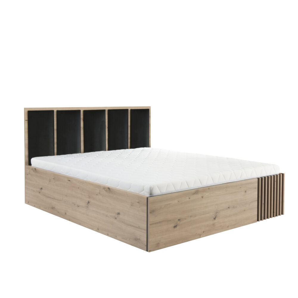 Bett NAKUSP - Eiche - Bettkasten - Kopfteil - Lattenrahmen - 188 x 100 x 207 cm – Bild 1