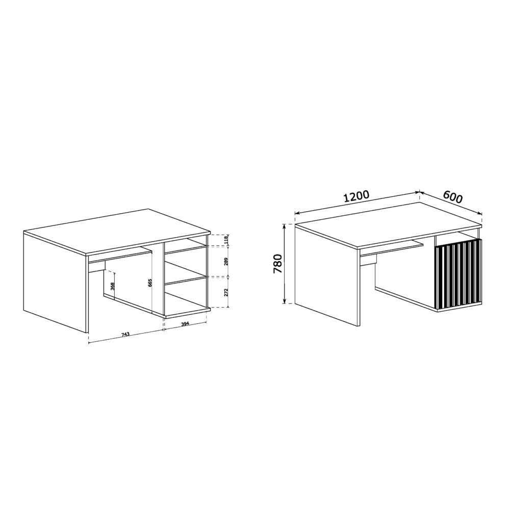 Schreibtisch NAKUSP - Eiche - Lamellen - 120 x 78 x 60 cm – Bild 3