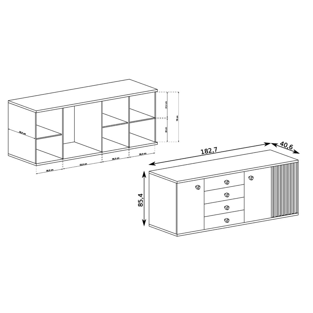 Commode NASKUP - Eiche - Lamellen - Schubladen - 183 x 86 x 41 cm – Bild 2