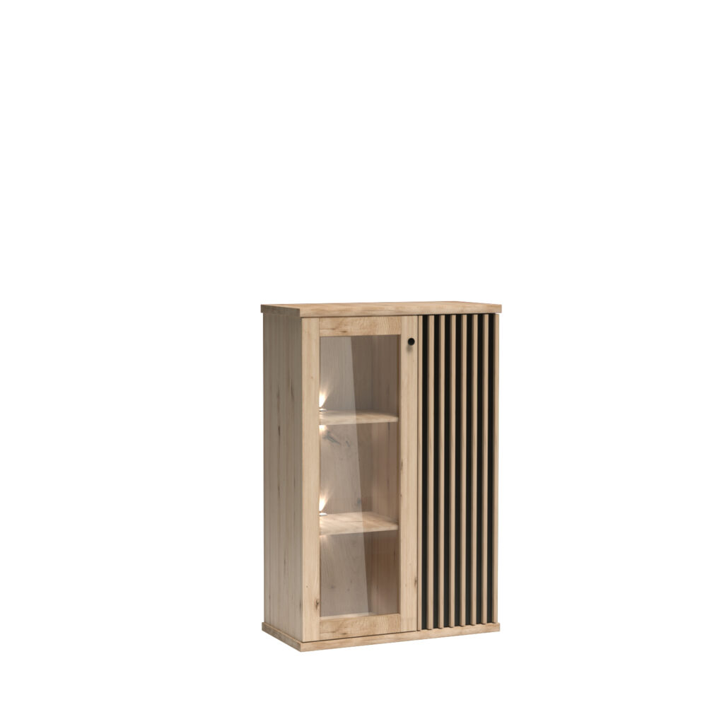 Vitrine Stehend NAKUSP - Eiche - Lamellen - 87 x 132 x 41 cm – Bild 4