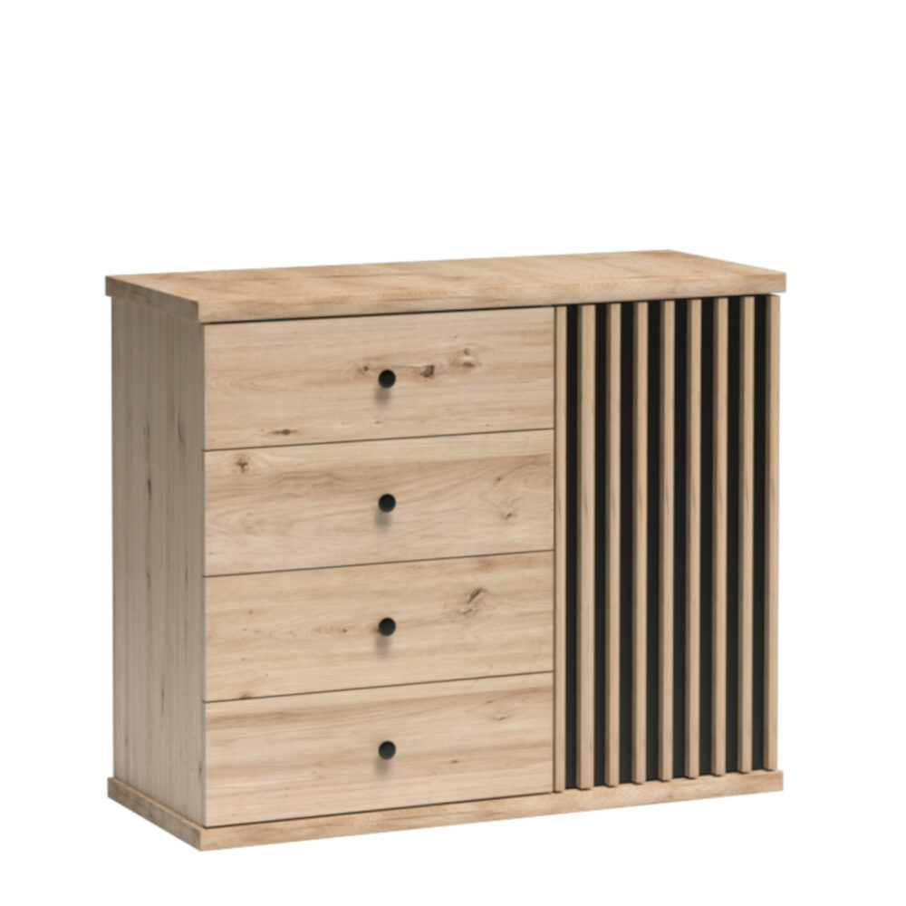 Commode NASKUP - Eiche - Lamellen - Schubladen - 102 x 86 x 41 cm – Bild 1