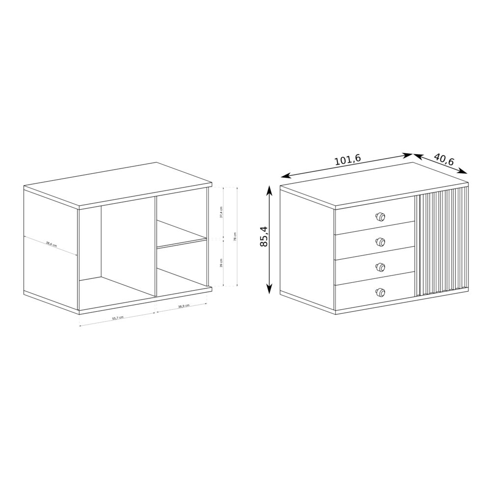 Commode NASKUP - Eiche - Lamellen - Schubladen - 102 x 86 x 41 cm – Bild 2