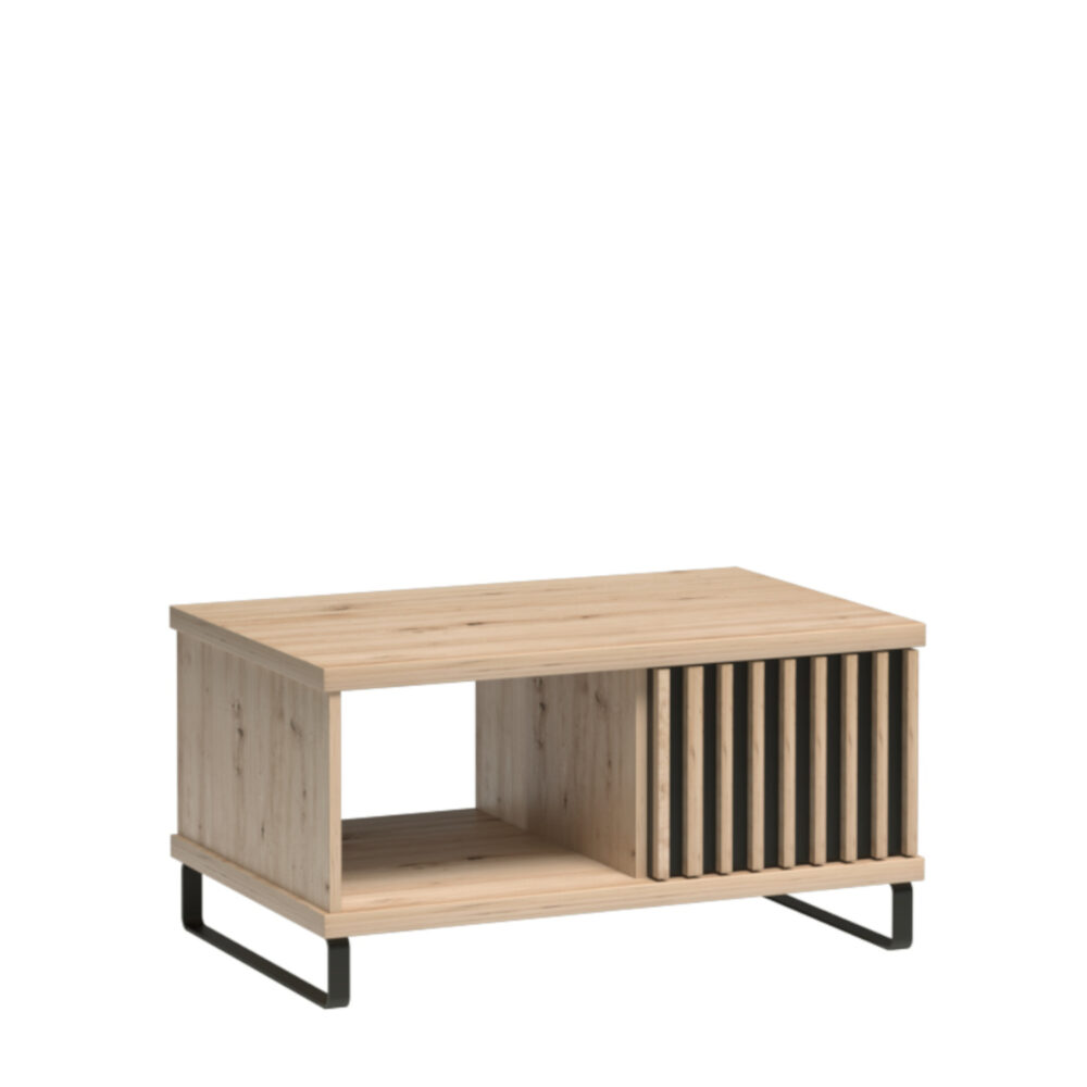 Couchtisch NAKUSP - Eiche - Lamellen - Metallbeine - 90 x 36 x 58 cm