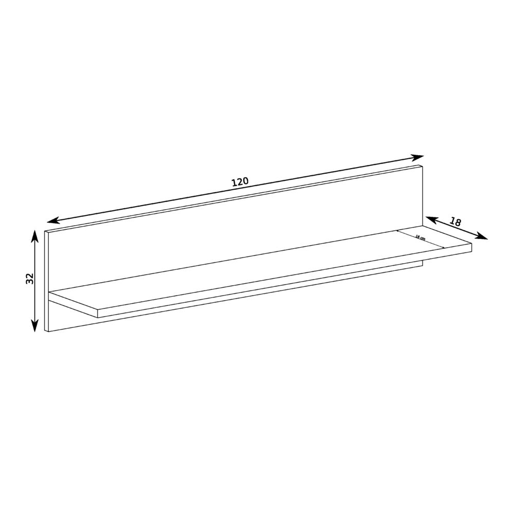 Wandregal NAKUSP - Eiche - Schwarz - 120 x 32 x 18 cm – Bild 2