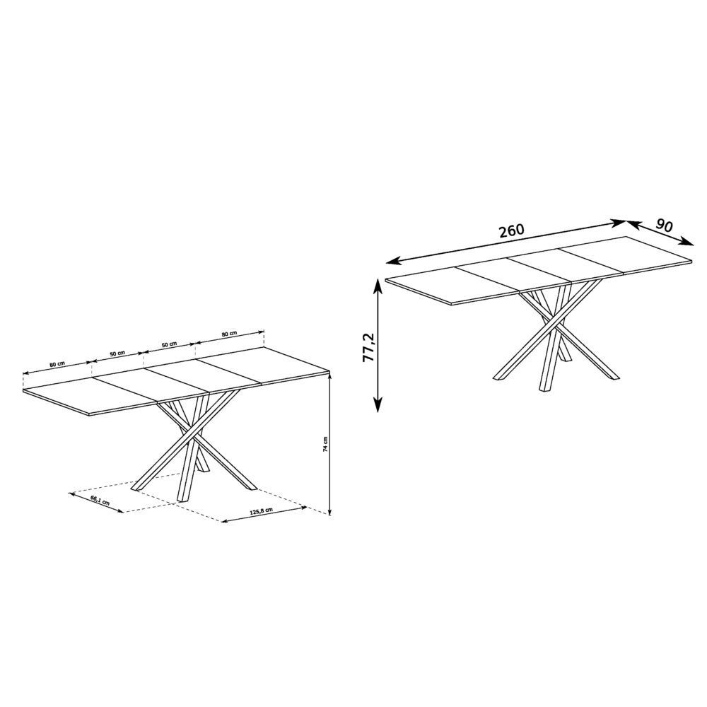 Ausziehbarer Esstisch NAKUSP - Eiche - Schwarze Metallbeine - 98 x 7 x 81 cm – Bild 3